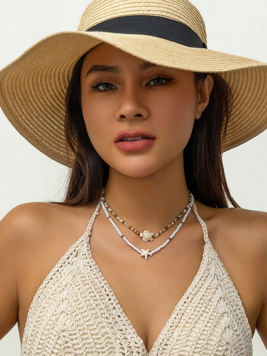 SHEIN 2 piezas de collar gargantilla con colgante de estrella de mar y tortuga marina - Quierox - Tienda Online