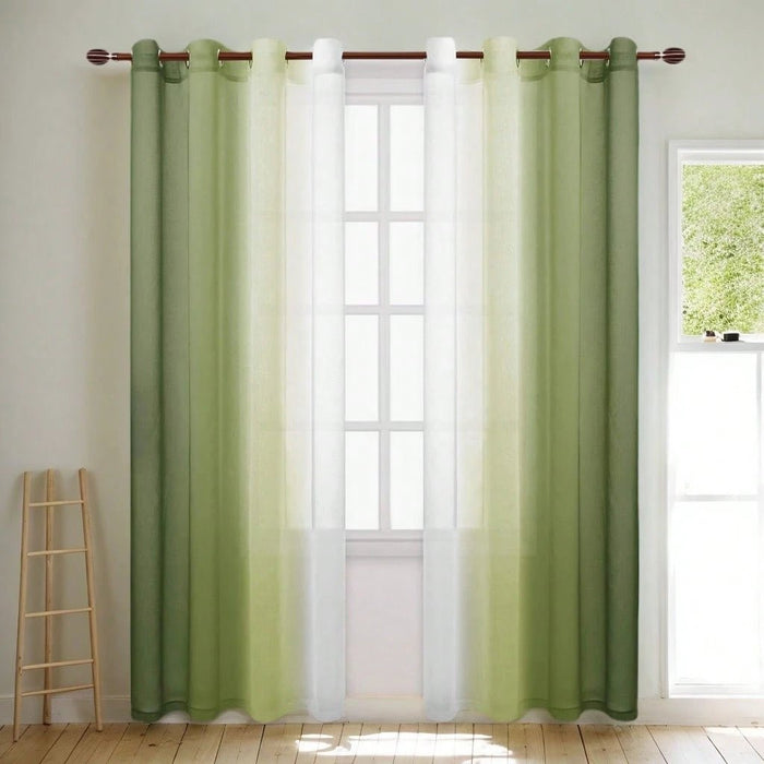 SHEIN 2 piezas de cortinas transparentes degradadas, con ojales en la parte superior - Quierox - Tienda Online