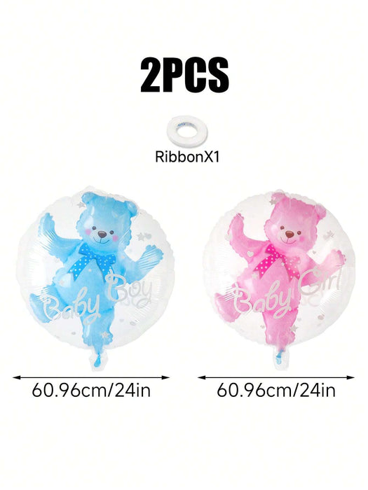 Shein 2 piezas de globos de látex claros con forma de oso rosa y azul de 24 pulgadas - Quierox - Tienda Online