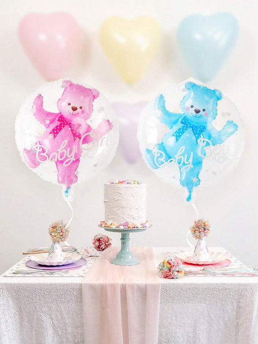 Shein 2 piezas de globos de látex claros con forma de oso rosa y azul de 24 pulgadas - Quierox - Tienda Online