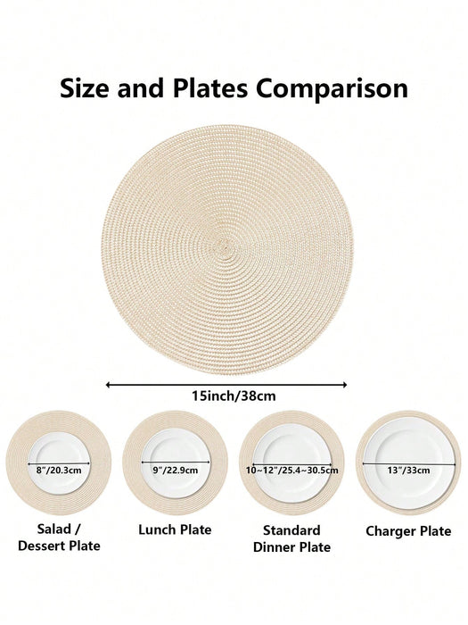 Shein 2 piezas de Manteles individuales redondos de PP tejido de 38 cm (15 pulgadas) - Quierox - Tienda Online
