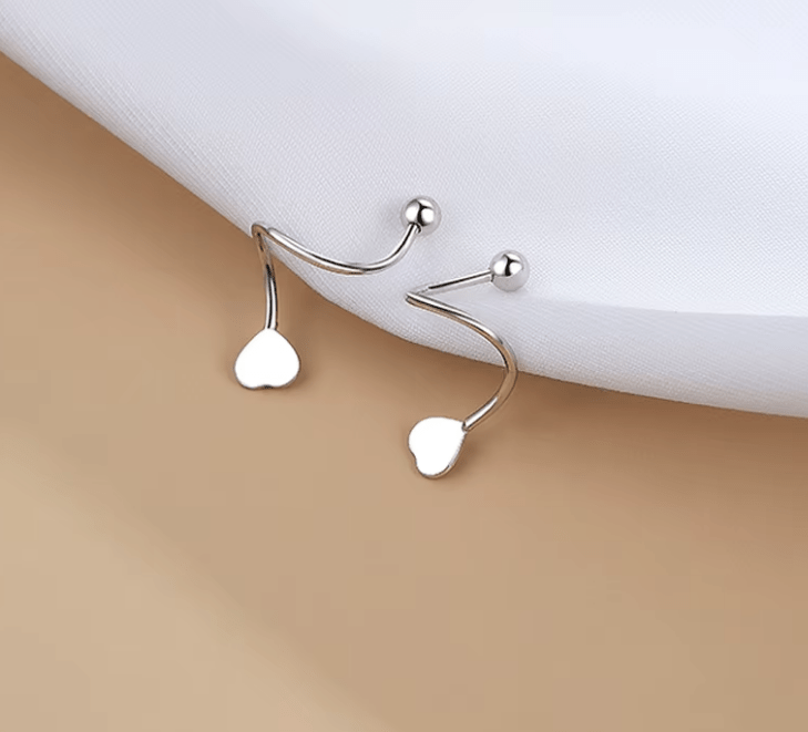 Shein 2 piezas de pendientes pequeños con forma de serpiente y espiral con forma de corazón - Quierox - Tienda Online