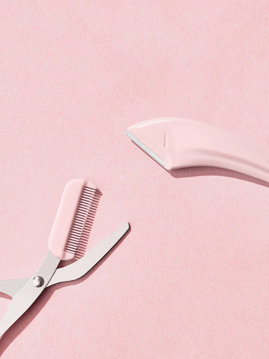 SHEIN 2 piezas Juego de cuchillo y tijeras para recortar cejas - Quierox - Tienda Online