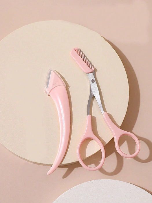 SHEIN 2 piezas Juego de cuchillo y tijeras para recortar cejas - Quierox - Tienda Online