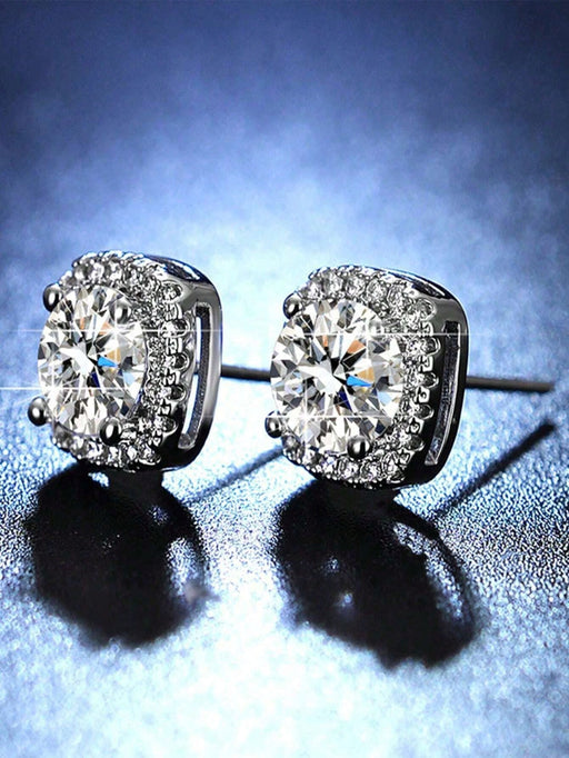 SHEIN 2 piezas Pendientes de botón cuadrados de circonita cúbica - Quierox - Tienda Online