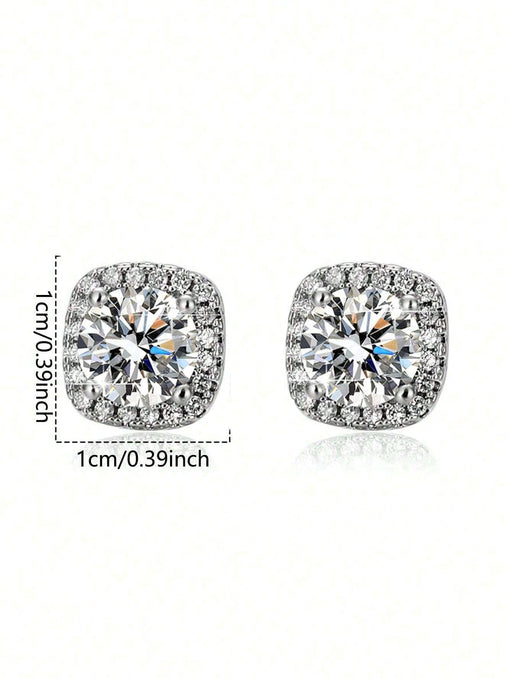 SHEIN 2 piezas Pendientes de botón cuadrados de circonita cúbica - Quierox - Tienda Online