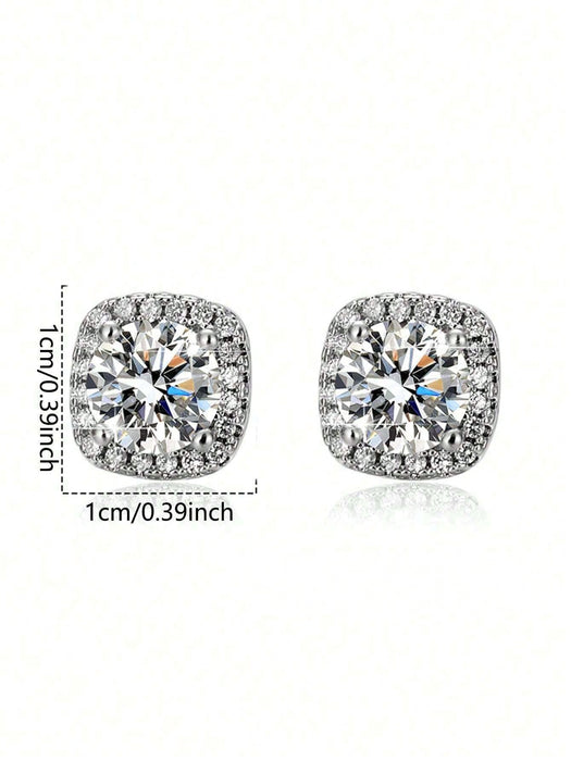 SHEIN 2 piezas Pendientes de botón cuadrados de circonita cúbica - Quierox - Tienda Online