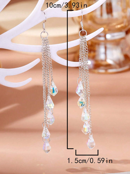 Shein 2 piezas Pendientes largos con diseño de cristal - Quierox - Tienda Online