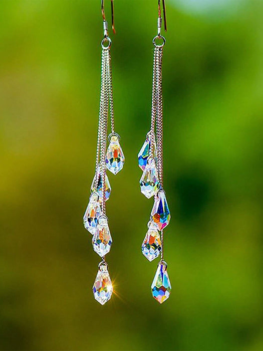 Shein 2 piezas Pendientes largos con diseño de cristal - Quierox - Tienda Online