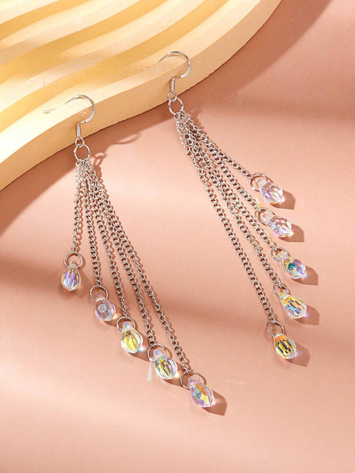 Shein 2 piezas Pendientes largos con diseño de cristal - Quierox - Tienda Online