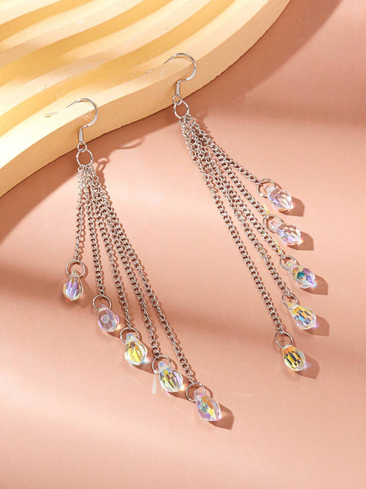 Shein 2 piezas Pendientes largos con diseño de cristal - Quierox - Tienda Online
