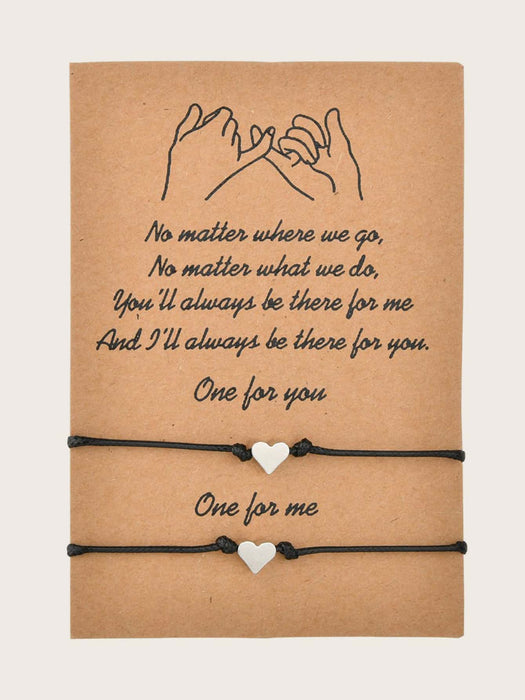 SHEIN 2 piezas Pulseras de amistad trenzadas con soga de cera y forma de corazón - Quierox - Tienda Online