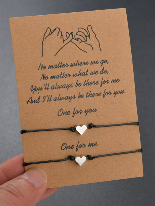 SHEIN 2 piezas Pulseras de amistad trenzadas con soga de cera y forma de corazón - Quierox - Tienda Online