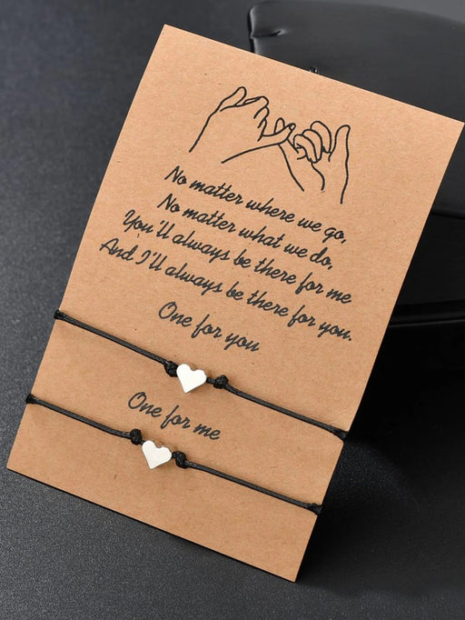SHEIN 2 piezas Pulseras de amistad trenzadas con soga de cera y forma de corazón - Quierox - Tienda Online