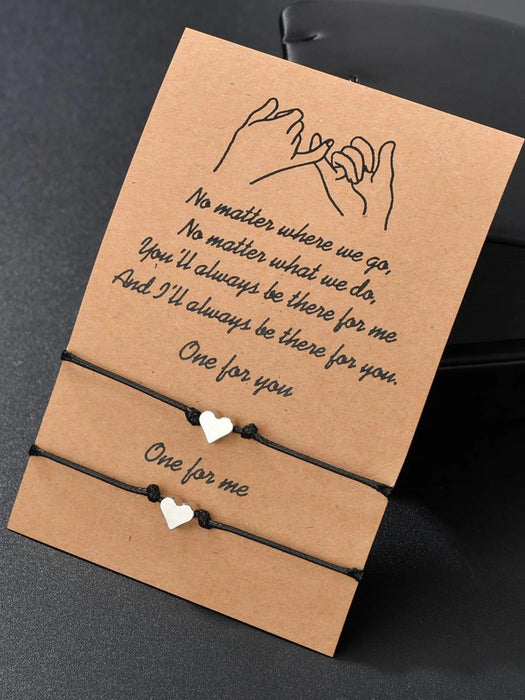SHEIN 2 piezas Pulseras de amistad trenzadas con soga de cera y forma de corazón - Quierox - Tienda Online
