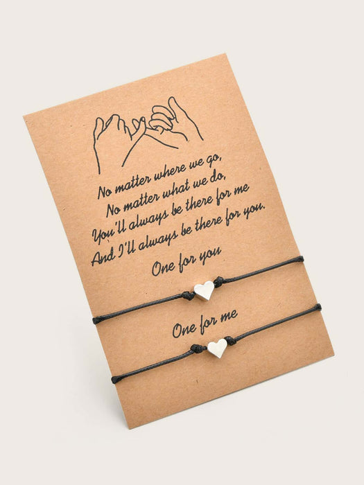SHEIN 2 piezas Pulseras de amistad trenzadas con soga de cera y forma de corazón - Quierox - Tienda Online