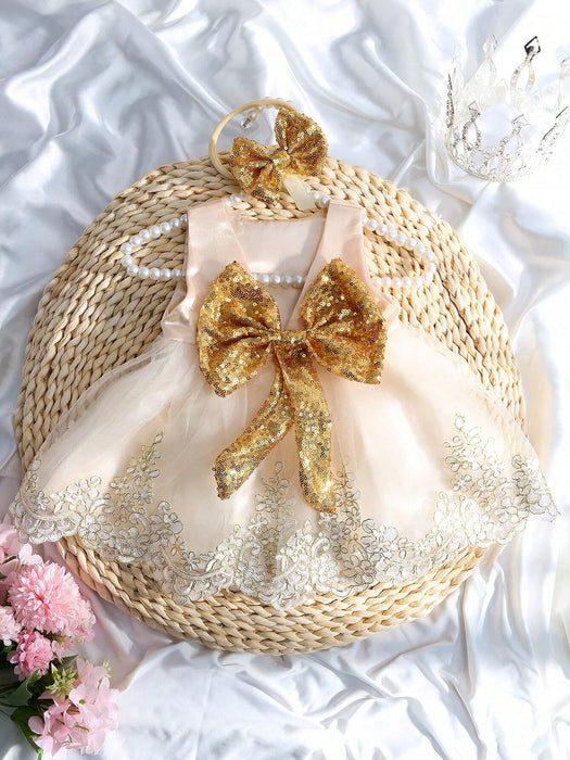 SHEIN 2 Piezas Vestido De Malla De Empalme De Bordado Decorado Con Lazo - Quierox - Tienda Online