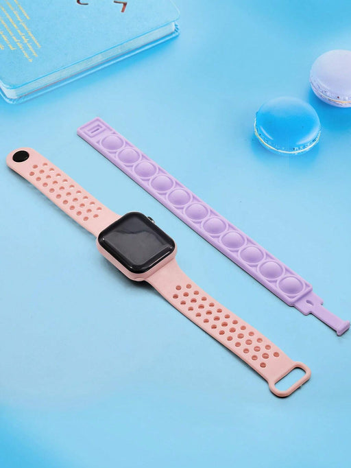 Shein 2 piezas/paquete reloj deportivo de Tpu con forma cuadrada y una pulsera con empujador de burbujas - Quierox - Tienda Online
