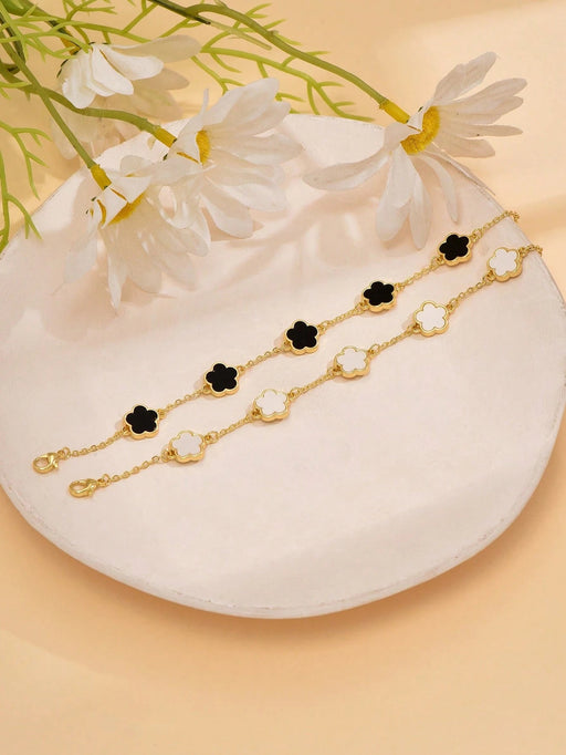 SHEIN 2 Piezas/set Pulsera De Cobre Simple Y Elegante Con Cinco Pétalos - Quierox - Tienda Online