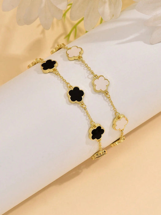 SHEIN 2 Piezas/set Pulsera De Cobre Simple Y Elegante Con Cinco Pétalos - Quierox - Tienda Online