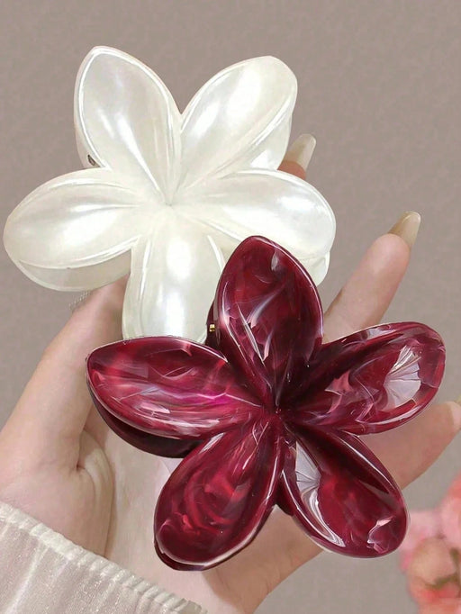 Shein 2 pinzas acrílicas para el cabello con diseño de flores extragrandes, elegantes y sofisticadas - Quierox - Tienda Online