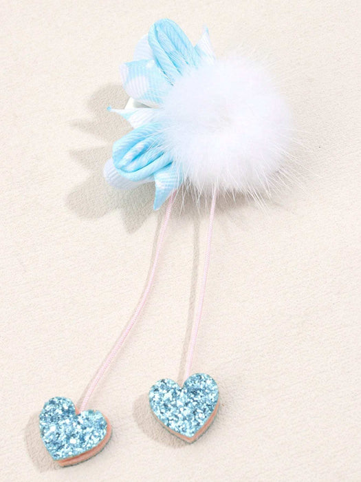 Shein 2 unids/pack de pinzas para el cabello en forma de corazón con pompón blanco - Quierox - Tienda Online