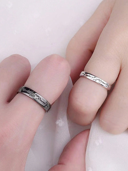 Shein 2 unids/set de anillo con detalle de latido del corazón de aleación de Zinc - Quierox - Tienda Online