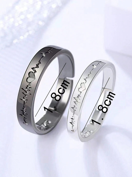 Shein 2 unids/set de anillo con detalle de latido del corazón de aleación de Zinc - Quierox - Tienda Online
