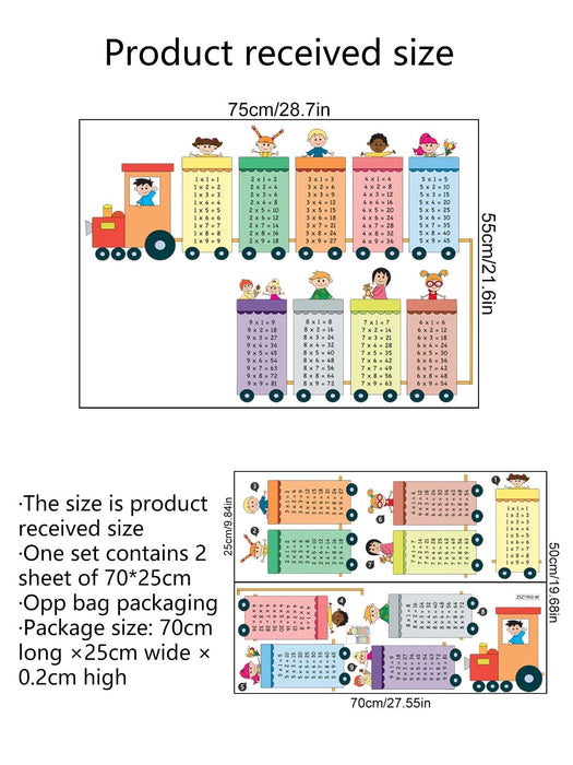 Shein 2 unids/set pegatina de pared con estampado de fórmula de multiplicación - Quierox - Tienda Online