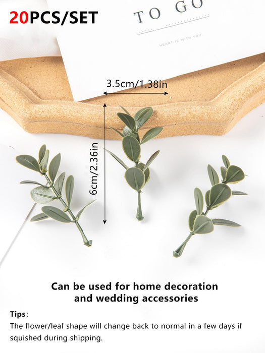 Shein 20 hojas artificiales de plantas verdes ideal como decoracion para tartas, caja de dulces - Quierox - Tienda Online