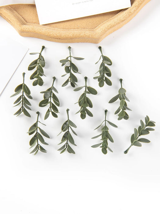 Shein 20 hojas artificiales de plantas verdes ideal como decoracion para tartas, caja de dulces - Quierox - Tienda Online