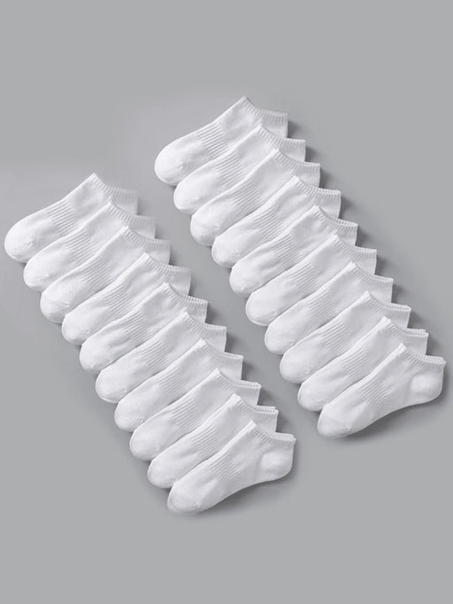 SHEIN 20 pares de calcetines cortos blancos de rayas verticales para mujer - Quierox - Tienda Online