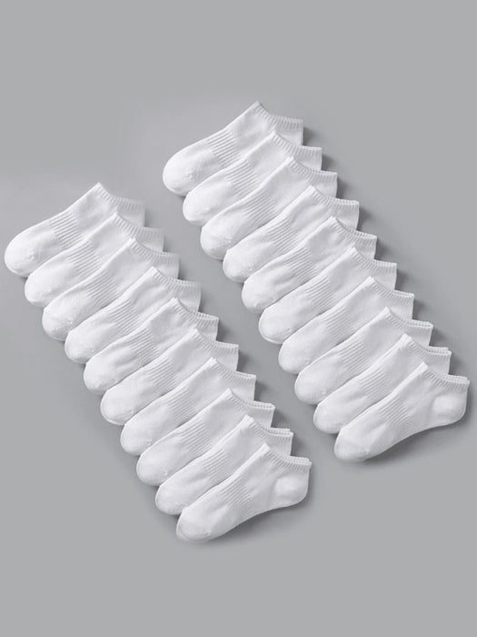 SHEIN 20 pares de calcetines cortos blancos de rayas verticales para mujer - Quierox - Tienda Online