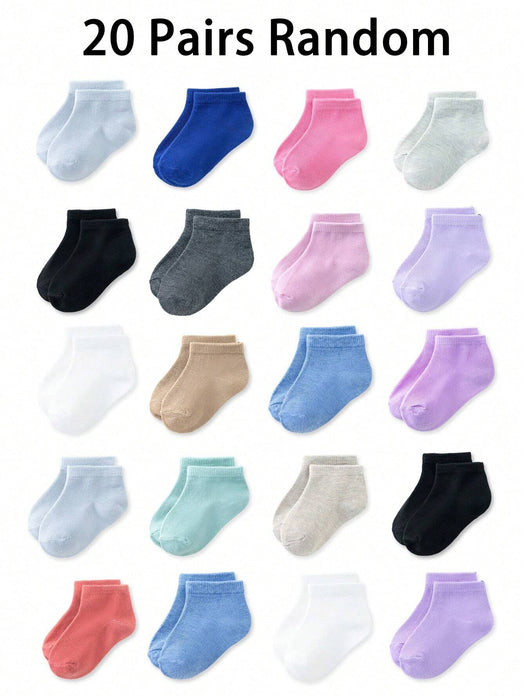 Shein 20 pares de calcetines tobilleros lisos para bebé para uso diario - Quierox - Tienda Online