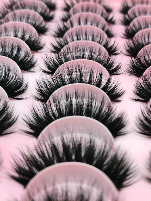 Shein 20 pares de pestañas postizas naturales y voluminizadas, pestañas de tira completa extra largas - Quierox - Tienda Online