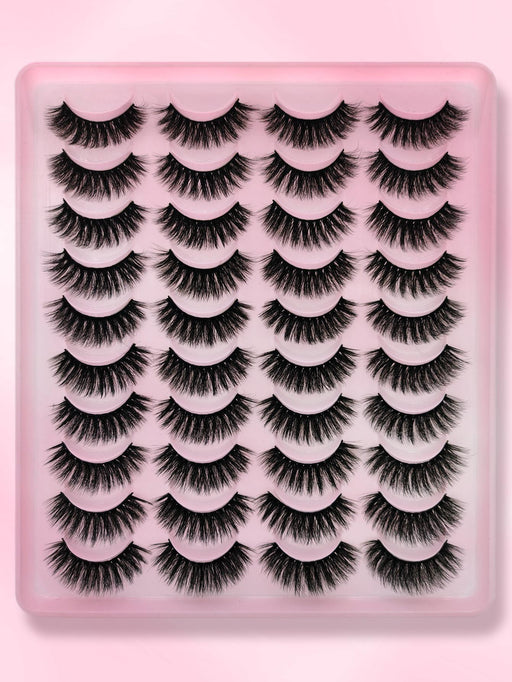 Shein 20 pares de pestañas postizas naturales y voluminizadas, pestañas de tira completa extra largas - Quierox - Tienda Online