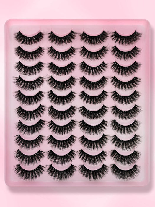 Shein 20 pares de pestañas postizas naturales y voluminizadas, pestañas de tira completa extra largas - Quierox - Tienda Online