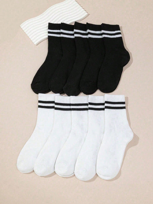 SHEIN 20 piezas Calcetines de media caña gruesos y rayados para hombres y mujeres - Quierox - Tienda Online