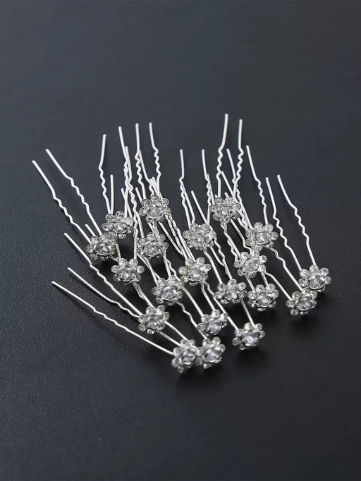 Shein 20 Piezas De Horquillas Con Forma De U Con Decoración De Flores Y Pedrería - Quierox - Tienda Online