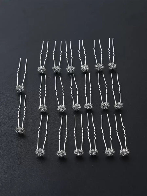 Shein 20 Piezas De Horquillas Con Forma De U Con Decoración De Flores Y Pedrería - Quierox - Tienda Online