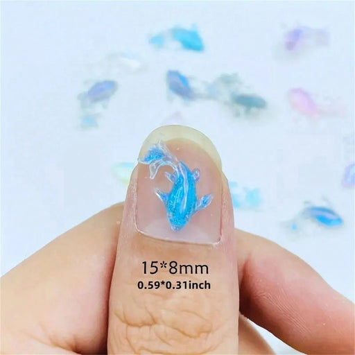 SHEIN 20 piezas Decoraciones de uñas de arte 3D Kawaii de resina con peces cristales - Quierox - Tienda Online
