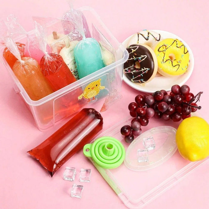 SHEIN 200 pcs de Fundas de Molde desechable para paletas de hielo, bolsas de plástico para helados con embudo de silicona - Quierox - Tienda Online