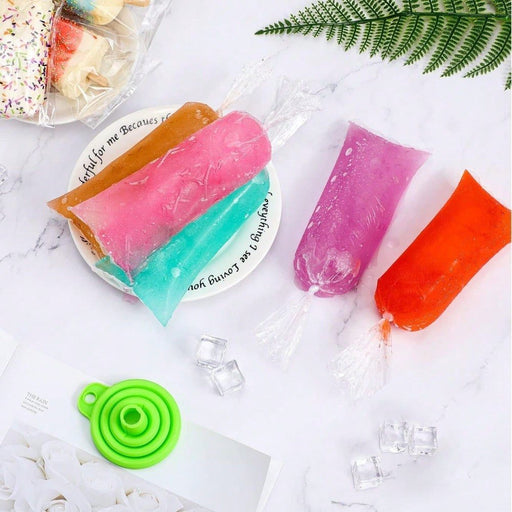 SHEIN 200 pcs de Fundas de Molde desechable para paletas de hielo, bolsas de plástico para helados con embudo de silicona - Quierox - Tienda Online