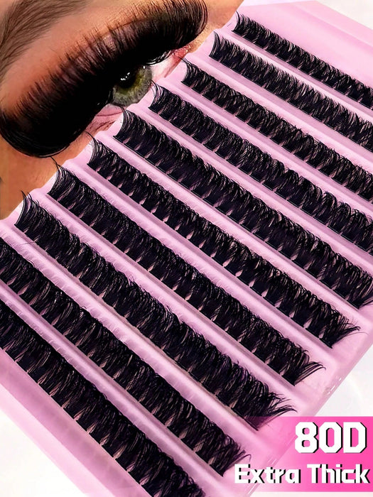 SHEIN 200pcs de pestañas individuales en grupos, rizo D 80D, 8 - 16 mm - Quierox - Tienda Online