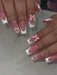 SHEIN 24 pegatinas para uñas con forma de ataúd mediano, con lazo rosa y corazón - Quierox - Tienda Online