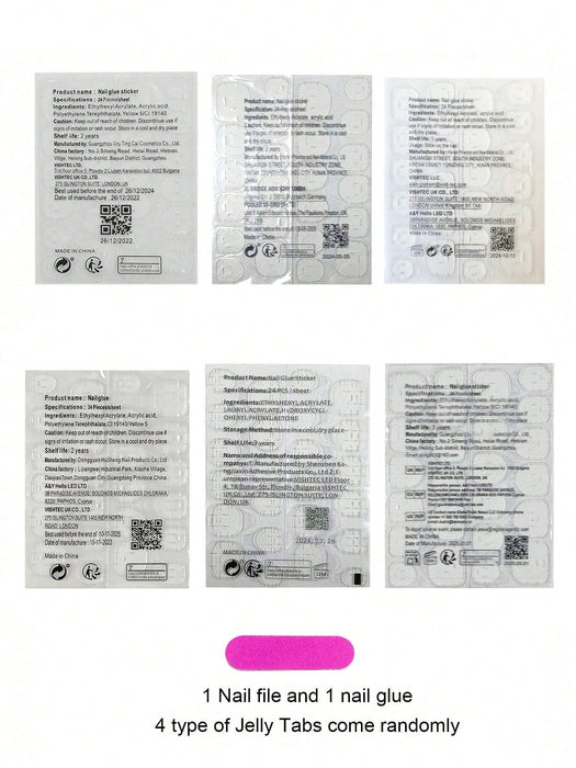 Shein 24 uñas postizas cortas cuadradas blancas sólidas brillantes lisas - Quierox - Tienda Online