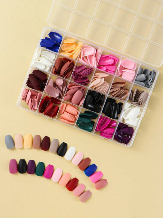 Shein 24 uñas postizas de ballet mate, poco profundas, multicolor, para manicura DIY - Quierox - Tienda Online