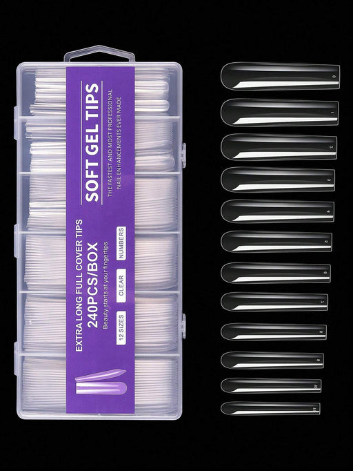 Shein 240 piezas Uñas postizas XXL súper largas estilo bailarina, uñas de gel mate de cobertura completa - Quierox - Tienda Online