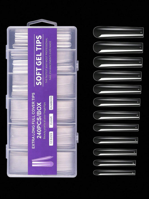 Shein 240 piezas Uñas postizas XXL súper largas estilo bailarina, uñas de gel mate de cobertura completa - Quierox - Tienda Online