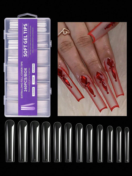 Shein 240 piezas Uñas postizas XXL súper largas estilo bailarina, uñas de gel mate de cobertura completa - Quierox - Tienda Online